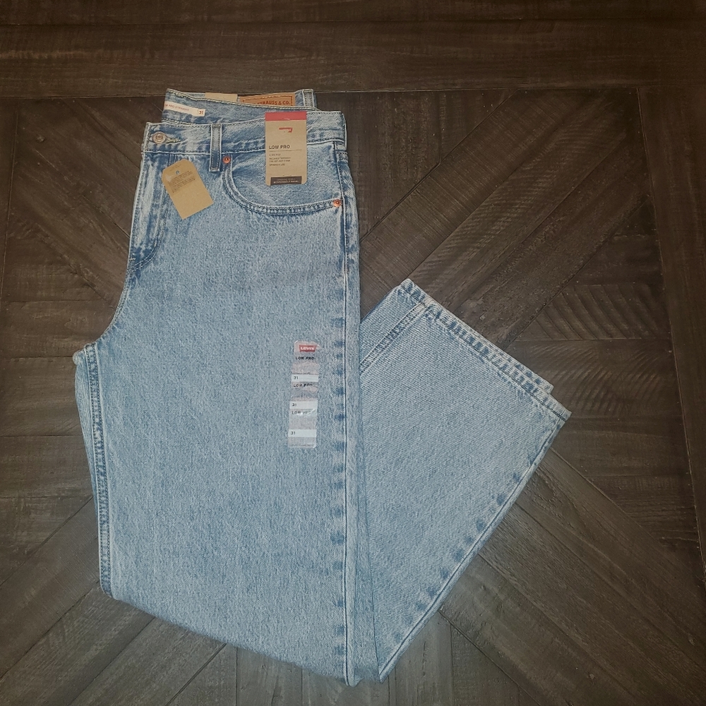 Levi's Low Pro Straight 31 Mid Rise Jeans Womens Glow Up Blue A09640003